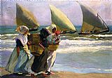 Joaquin Sorolla Y Bastida Canvas Paintings - Three Sails